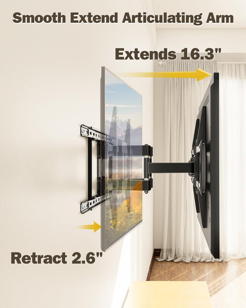 Mounting Dream UL Listed Full Motion TV Wall Mount for Most 42-84'' TVs, TV Mount with Premium Ball Bearing Design for Smooth Extension and Swivel, Max VESA 600x400mm, 100LBS, Up to 24'' Wood Stud - Image 4